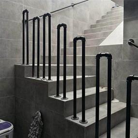 img 1 attached to 🔒 Industrial Wrought Iron Stair Handrail: Matte Black U-Shaped Railing for Safety and Support Indoor/Outdoor - Ideal for Gardens, Lofts, Corridors, Villas, Hotels, Elderly and Children's Safety