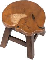 acacia hardwood decorative short stool with fox design | hand carved for enhanced seo logo