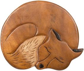 img 2 attached to Acacia Hardwood Decorative Short Stool with Fox Design | Hand Carved for Enhanced SEO