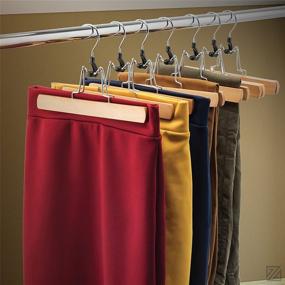 img 3 attached to Premium Non Slip Pants Hangers with Clips - Set of 10 High-Grade Wooden Skirt Hangers - Solid Wood Jeans/Slack Hanger with Swivel Hook - Pants Clip Hangers for Skirts, Slacks, and More!