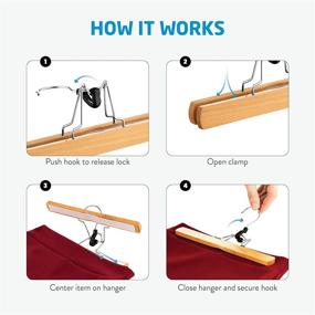 img 1 attached to Premium Non Slip Pants Hangers with Clips - Set of 10 High-Grade Wooden Skirt Hangers - Solid Wood Jeans/Slack Hanger with Swivel Hook - Pants Clip Hangers for Skirts, Slacks, and More!