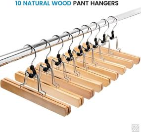 img 2 attached to Premium Non Slip Pants Hangers with Clips - Set of 10 High-Grade Wooden Skirt Hangers - Solid Wood Jeans/Slack Hanger with Swivel Hook - Pants Clip Hangers for Skirts, Slacks, and More!