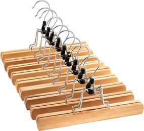 img 4 attached to Premium Non Slip Pants Hangers with Clips - Set of 10 High-Grade Wooden Skirt Hangers - Solid Wood Jeans/Slack Hanger with Swivel Hook - Pants Clip Hangers for Skirts, Slacks, and More!