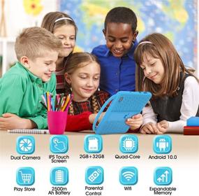 img 3 attached to 🎁 Планшет для детей 7 дюймов с IPS HD дисплеем QuadCore Android 10.0 ПК- Голубой, 2 ГБ ОЗУ 32 ГБ ПЗУ, WIFI, Двойные камеры | Образовательный подарок для детей