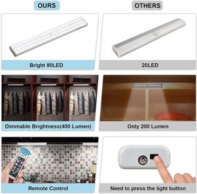 img 1 attached to 80-LED Rechargeable Under Cabinet Lights with Motion Sensor - Dimmable Wireless Stick-on Magnetic Closet Light for Kitchen, Wardrobe, Closet, Stairs (2 Pack)