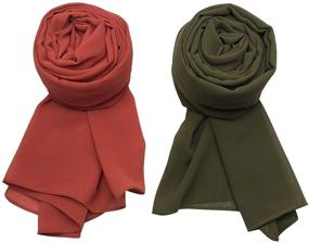 img 1 attached to 🧣 Stylish MANSHU Women's Soft Chiffon Scarf Set - 4 PCS Long Shawl Wrap Scarves