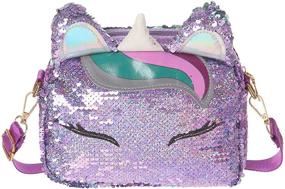 img 4 attached to AOCINA Unicorn Sequin Crossbody Bags for Little Girls and Teens - Cute Girls' Purse