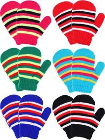 img 4 attached to 🧤 Boao 6 Pairs Halloween Party Kids Toddler Supplies Winter Warm Knitted Gloves Stretch Mittens (Color 3)