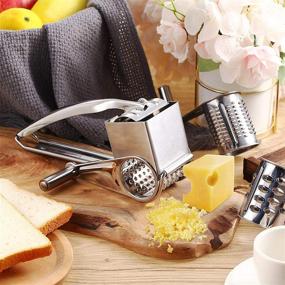 img 3 attached to Rotary Grater Stainless Steel Handheld Rotating Cheese Grater with 4 Drum Drums for Hard Cheese Grating Chocolate Nuts Kitchen Tool