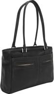 👜 piel leather women's laptop tote bag with multiple pockets, black, universal size logo