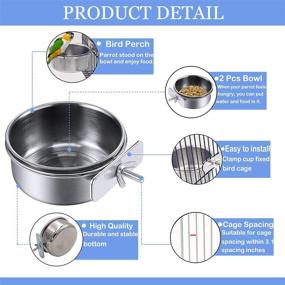 img 3 attached to 🐦 HERCOCCI Stainless Steel Bird Feeder Dish Cup for Parrots - Food Bowl with Clamp Holder, Water Cage Bowl for Parakeets, Lovebirds, Conures, Cockatiels, Budgies, and Chinchillas