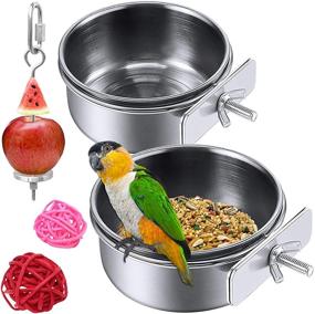 img 4 attached to 🐦 HERCOCCI Stainless Steel Bird Feeder Dish Cup for Parrots - Food Bowl with Clamp Holder, Water Cage Bowl for Parakeets, Lovebirds, Conures, Cockatiels, Budgies, and Chinchillas