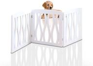 🚪 wooden pet gate: foldable & freestanding for indoor/office use. white cascade wave design. keep pets safe with easy setup, no tools! логотип