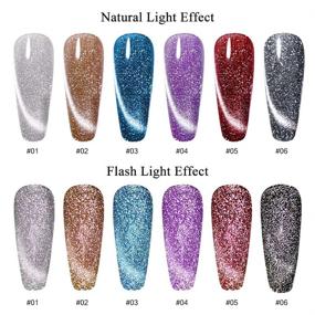 img 3 attached to 💅 Supwee Reflective Glitter Cat Eye Gel Polish Sparkle Shiny Nail Polish Gel: 6 Color Magnetic Set with Bonus Magnecti Stick for UV Gel Nails