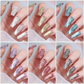 img 1 attached to 💅 Supwee Reflective Glitter Cat Eye Gel Polish Sparkle Shiny Nail Polish Gel: 6 Color Magnetic Set with Bonus Magnecti Stick for UV Gel Nails