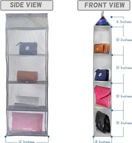 img 3 attached to Mighty Tidy XL Hanging Handbag Purse Organizer for Closet - 2 Pack, 10 Shelf Storage Holder for Wardrobe Closet (Grey) - Improved Size, Space Saving Solution