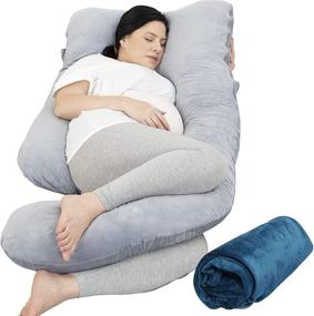 img 4 attached to Pregnancy Pillow Set with 2 Premium Velvet Covers - Rukoy U Shaped Maternity Body Pillow for Maximum Comfort and Support during Side Sleeping, Belly & Back Support