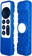 silicone airtag compatible protective case for apple tv 4k siri remote 2nd gen (blue) logo