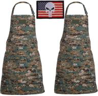 somide 2 pk adjustable bib camo aprons - perfect bbq grilling and cooking aprons for women and men chefs, with 2 large pockets - ideal for home, kitchen, and picnic logo