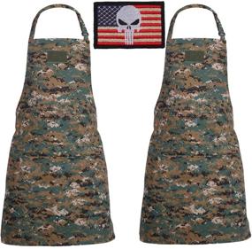 img 4 attached to SOMIDE 2 PK Adjustable Bib Camo Aprons - Perfect BBQ Grilling and Cooking Aprons for Women and Men Chefs, with 2 Large Pockets - Ideal for Home, Kitchen, and Picnic