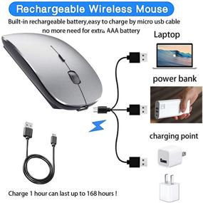 img 2 attached to Rechargeable Bluetooth Mouse For Mac Laptop Bluetooth Mouse For MacBook Pro MacBook Air Chromebook MacBook IPad Pro Air Mini Win8/10 HP DELL PC (Bluetooth Sliver Black)