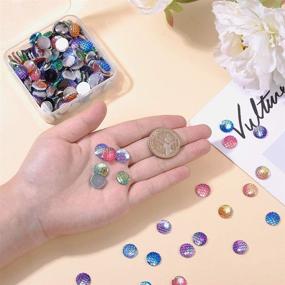 img 2 attached to 🧜 Set of 200pcs 12mm Mermaid Scales Cabochons: 10 Vibrant Colors, Round Resin Fish Skin Flat Back for Bezel Tray Pendant Charms