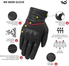 img 2 attached to 🧤 WD Motorsports Motorcycle Gloves for Men - Full Finger, Leather, Touchscreen, Armored Riding Gloves