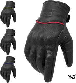 img 3 attached to 🧤 WD Motorsports Motorcycle Gloves for Men - Full Finger, Leather, Touchscreen, Armored Riding Gloves