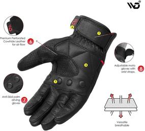 img 1 attached to 🧤 WD Motorsports Motorcycle Gloves for Men - Full Finger, Leather, Touchscreen, Armored Riding Gloves