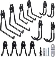 🔧 ultimate garage organization: 12-pack heavy duty steel wall mount hooks for garage storage, garden tools, bikes, ladders, and more! логотип