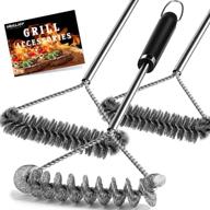 grilljoy 4pc 3-sided grill brush set with bag - safe bristle free bbq brush head - exclusive for gas grill weber traeger - ideal cleaning solution logo