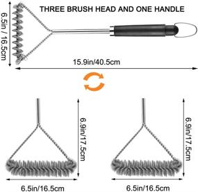 img 2 attached to Grilljoy 4PC 3-Sided Grill Brush Set with Bag - Safe Bristle Free BBQ Brush Head - Exclusive for Gas Grill Weber Traeger - Ideal Cleaning Solution