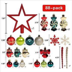 img 3 attached to 🎄 Premium 88-pc Shatterproof Christmas Ornaments Set for Tree Decorations, Weddings, and Holiday