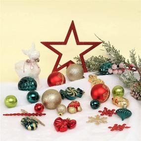 img 1 attached to 🎄 Premium 88-pc Shatterproof Christmas Ornaments Set for Tree Decorations, Weddings, and Holiday