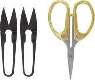 🔪 bamboomn fine cut sharp point embroidery scissors set + 2 thread cutter snips - gold - 1 set logo