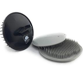 img 4 attached to 🧴 GBS Head Shampoo Brush: Hair Growth Massager, Anti-Dandruff Scalp Care Brush for Curly and Dry Hair - Travel Pack 3 (1 Black, 2 Grey)