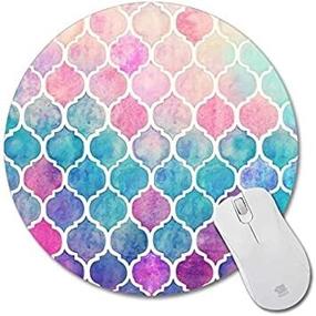 img 3 attached to Colorful Rainbow Moroccan Design Non-Skid Round Desktop Mousepad: Personalized Rubber Pad for Enhanced Control