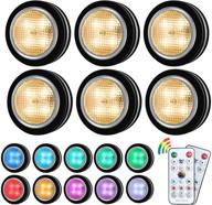 🔦 gana 6 pack color changing puck lights with remote - battery operated led under cabinet lighting | closet lights | 16 color & 4 model battery lights логотип