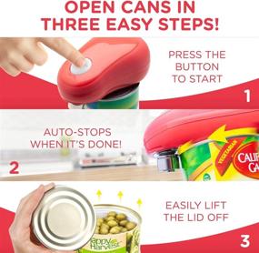 img 3 attached to 🔴 Kitchen Mama One Touch Can Opener: Effortless Button-Operated Can Opener - Auto Stop, Ergonomic Design, Smooth Edge, Food-Safe, Battery-Powered, Electric Can Opener (Red)