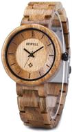 🌿 natural wood watches for women - handmade bewell lightweight watch with adjustable wood band, quartz wristwatch in casual fashion logo