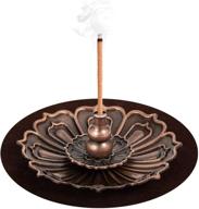 lotus incense sticks holder for resin, granular, powder, cone, and coil - brass incense burner with ash catcher - organic cinnamon & citronella fragrance logo