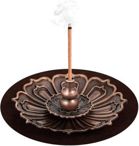 img 4 attached to Lotus Incense Sticks Holder for Resin, Granular, Powder, Cone, and Coil - Brass Incense Burner with Ash Catcher - Organic Cinnamon & Citronella Fragrance