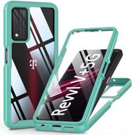 📱 t-mobile revvl v plus 5g case with built in screen protector | full body rugged case - protective phone cover 6.82 inch 2021 (mint green) logo