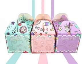 img 3 attached to 🎁 MintieJamie Cute Handle Treat Box Party Favor Box, Pastel Colors with Exclusive Motfis Design, Premium Quality Gable Cardboard Boxes 6.25X3.5X3.5 Inch, Cookies Candies Box for Party, Holiday, Birthday - Pack of 24