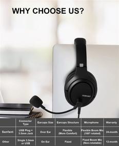 img 3 attached to 🎧 Premium USB Headset with Noise-Cancelling Mic, Flexible Over-Ear Earcups, and Wired Connectivity - Ideal for Laptop, Call Center, Cell Phone, Skype