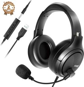 img 4 attached to 🎧 Premium USB Headset with Noise-Cancelling Mic, Flexible Over-Ear Earcups, and Wired Connectivity - Ideal for Laptop, Call Center, Cell Phone, Skype