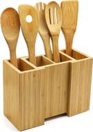 🎋 bamboo utensil holder for kitchen counter: expandable, non-slip design for organizing and storing kitchen utensils - yaya eco design логотип