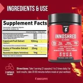img 3 attached to 🔥 Inno Shred - Daytime Fat Burner with 100mg Capsimax, Grains of Paradise, Organic Caffeine, Green Tea Extract, Appetite Suppressant, Weight Loss Support (60 Veggie Capsules) - Enhanced with Stimulants