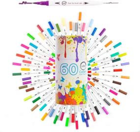 img 4 attached to 🎨 60-Color Dual Tip Brush Marker Pens Set | Fine Tip & Highlighter | Ideal for Coloring, Calligraphy, Drawing, and Art Projects | Art Brush Markers for Adults Taking Notes