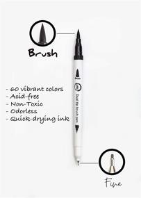 img 1 attached to 🎨 60-Color Dual Tip Brush Marker Pens Set | Fine Tip & Highlighter | Ideal for Coloring, Calligraphy, Drawing, and Art Projects | Art Brush Markers for Adults Taking Notes